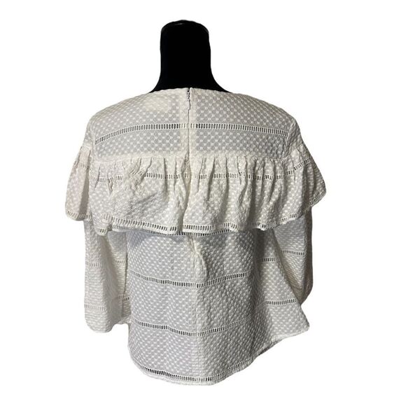 Rachel Parcell White Ruffle Swiss Dot Ladder Lace Top Size Small - Picture 6 of 14